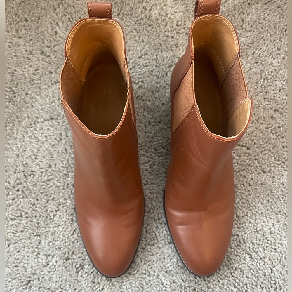 New J Crew "Rory" Leather Camel Brown Booties - 10 - Picture 3 of 8